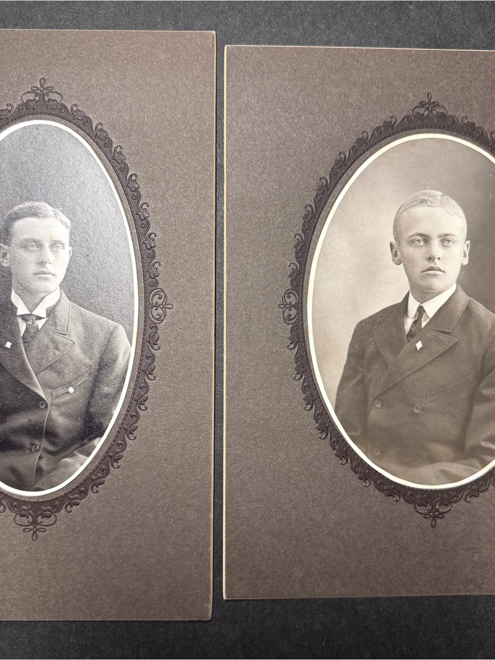Antique Studio Photographs of Young Men Wearing Double-Breasted Suits